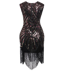 Sequined Beaded Art Deco Fringe Flapper 1920s Dress