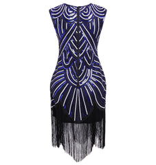  Women 1920s Art Deco Sequin Flapper Tassel Gatsby Dress 