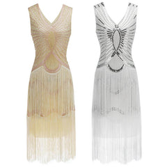 White Gatsby Themed Dress 1920s Art Deco