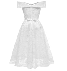 1950s Women's Fashion Vintage Dresses White Off the Shoulder Dress