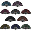 10pcs Vintage Folding Hand Fan Embroidered Sequins Handheld Folding Fan