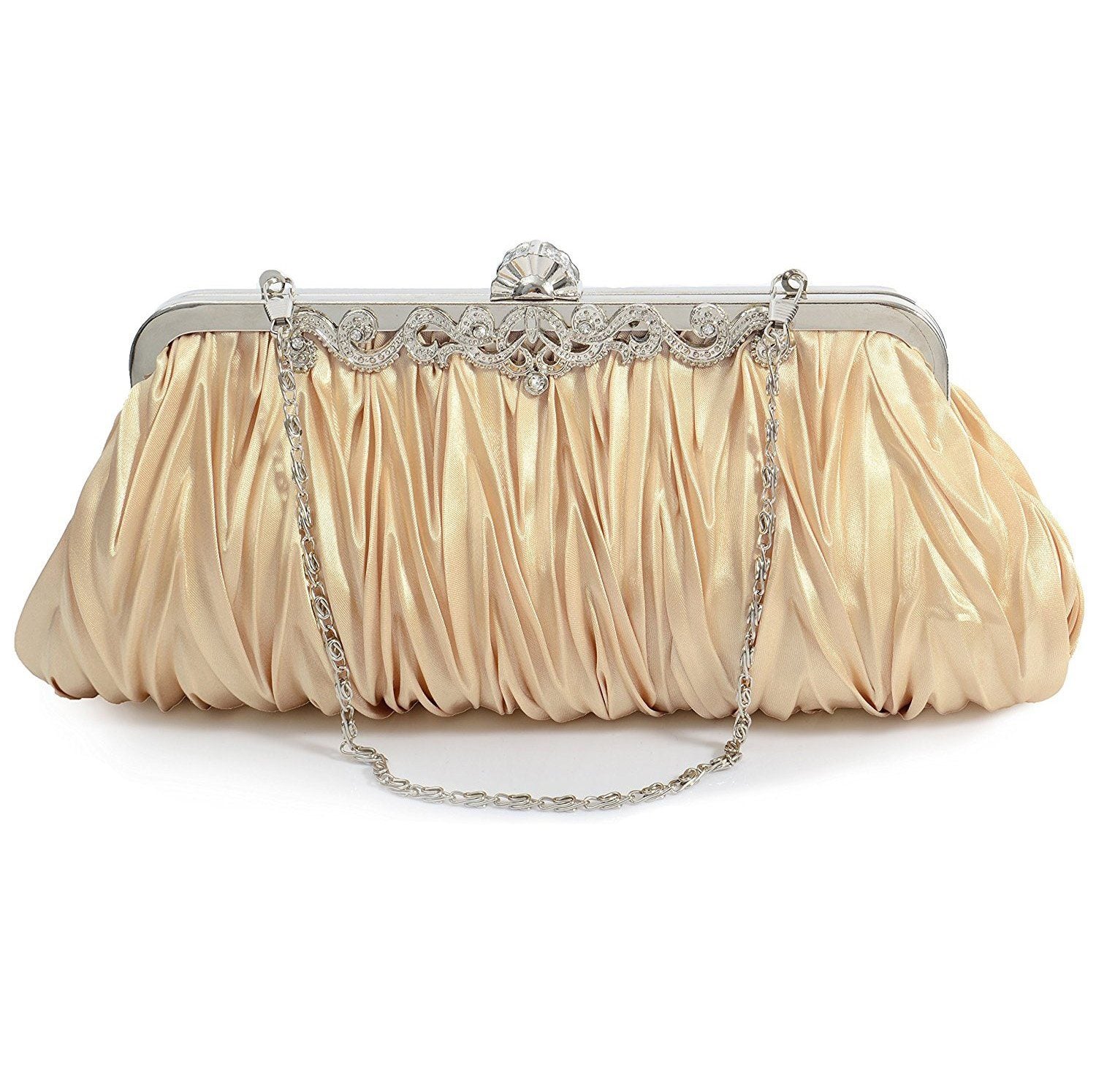 Satin Pleated Evening Cocktail Party Handbag Clutch Purse