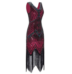 Wine Red 1920s Flapper Gatsby Dress 20's Themed Party