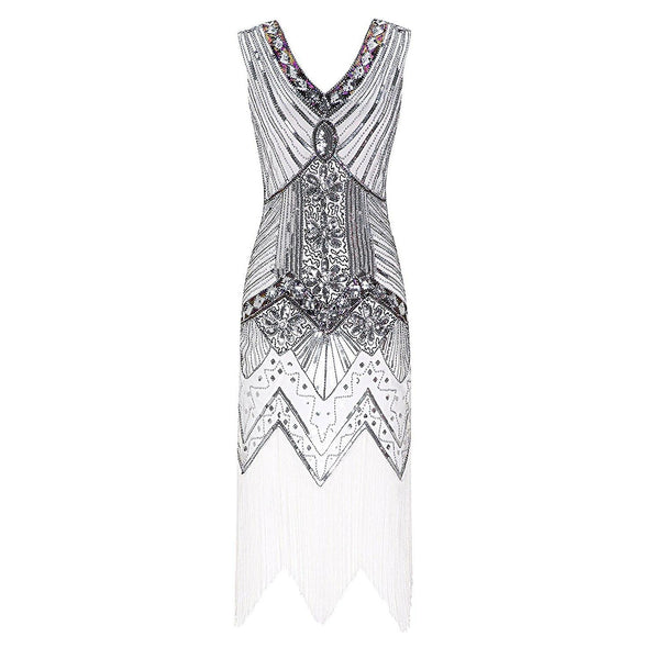 White Flapper Dress Great Gatsby Theme Work Party 