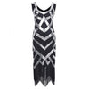 1920s Style Sequined Silver Fringe Flapper Dress