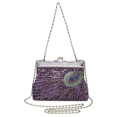 Beaded Sequin Peacock Clutch Handbag