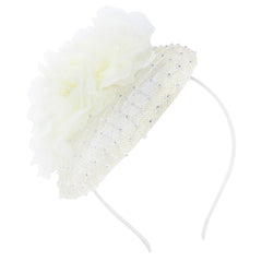 Fascinators Headband Flower Pillbox Hat Hair Hoop Wedding Headpiece for Women