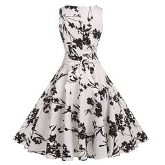 Vintage 1950's Floral Spring Garden Party Dress Cocktail Dress with Belt