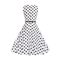 White Polka Dot Dress 1950s Women's Fashion Large Vintage Cocktail Dresses