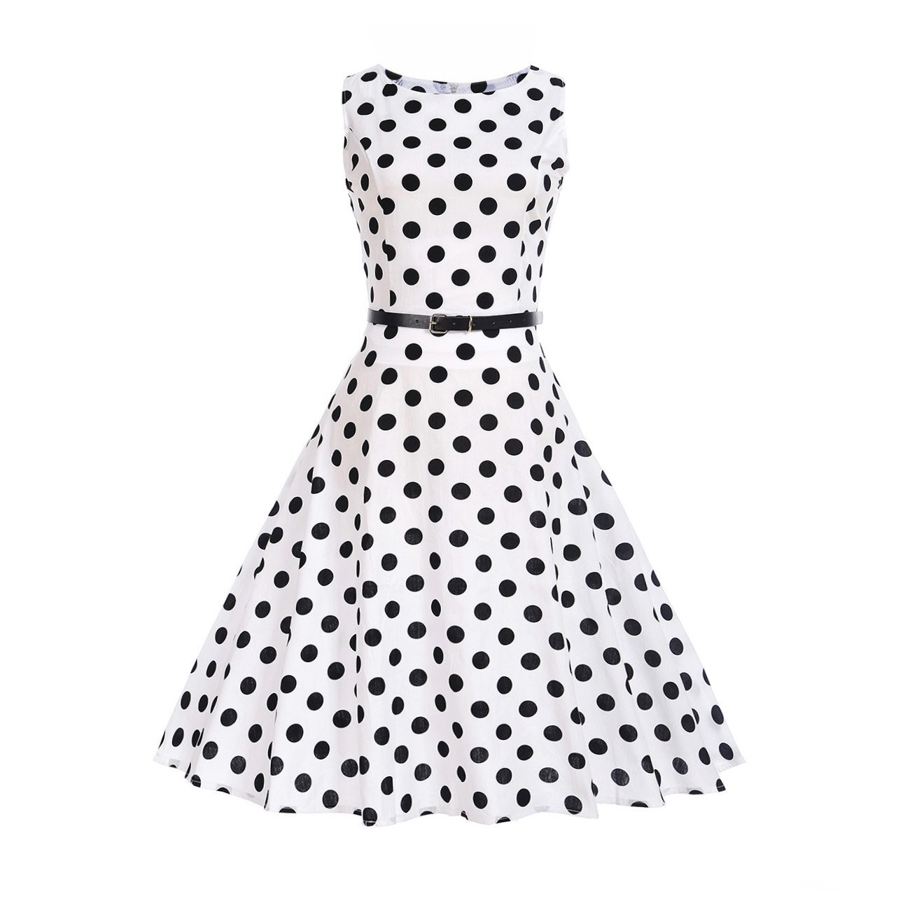 White Polka Dot Dress 1950s Women's Fashion Large Vintage Cocktail Dresses