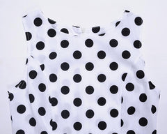 White Polka Dot Dress 1950s Women's Fashion Large Vintage Dresses