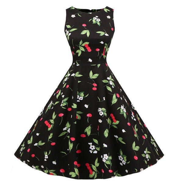 Vintage Retro Floral Cocktail Swing Party Dress