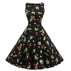 Vintage Retro Floral Cocktail Swing Party Dress