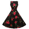 Floral Print Vintage 50s Swing A-Line Party Dress Sleeveless