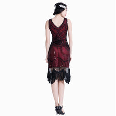 1920s Gatsby Themed Party Flapper Dresses Sequins Party Dress Wine Red