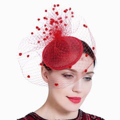 Feather Mesh Net Veil Party Fascinator Hat Flower Derby Hat Clip and Hairband