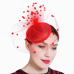 Wedding Fascinator Veil Feather Headband Hats Women Brides Hair Accessories