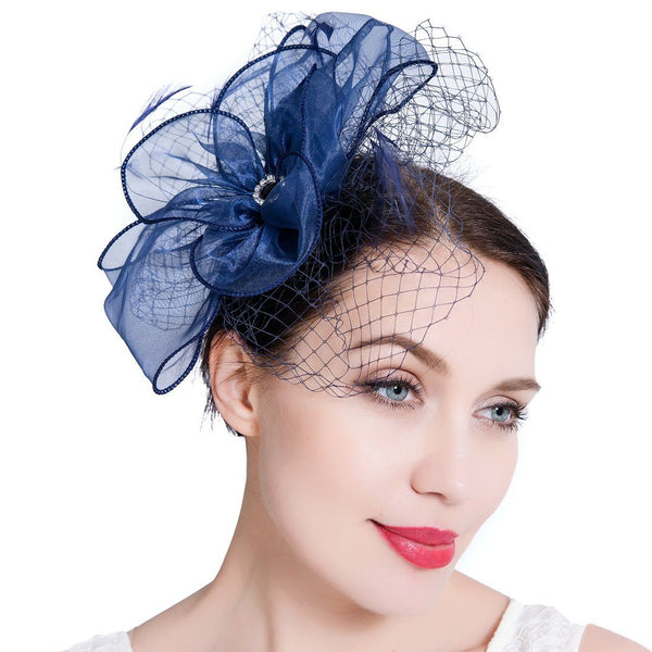 Derby Fascinator Pillbox Bridal Hair Band Party Mesh Net Feather Headwear