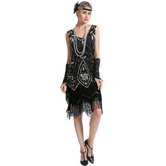 Black Gold 1920s Dress Rose Print Great Gatsby Outfits
