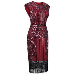 Wine Red Great Gatsby Fancy Dress 1920s Fashion Women 20's Themed Party