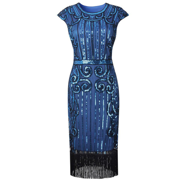  Navy Blue Flapper Dress Great Gatsby Art Deco 20s Birthday Party