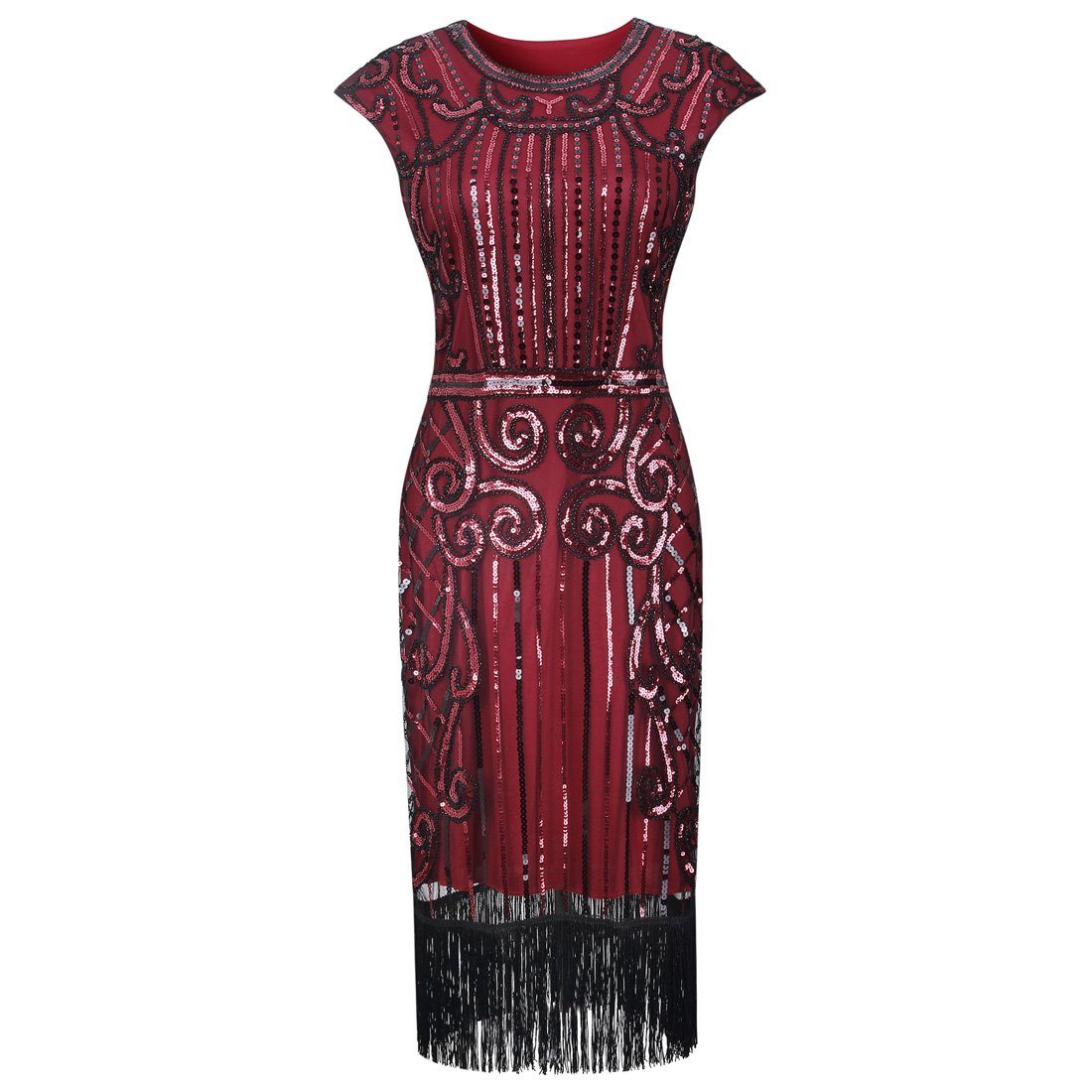 Wine Red Great Gatsby Fancy Dress 1920s Fashion Women 20's Themed Party