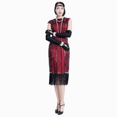 Wine Red Great Gatsby Fancy Dress 1920s Fashion Women 20's Themed Party