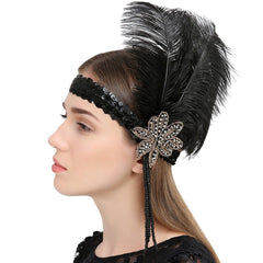 Great Gatsby Feather Flapper Headbands Tassels Beaded