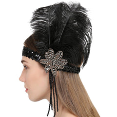 Great Gatsby Feather Flapper Headbands Tassels Beaded