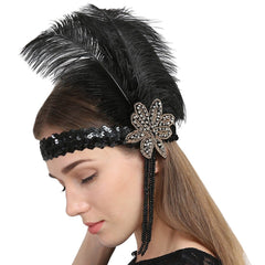 Great Gatsby Feather Flapper Headbands Tassels Beaded