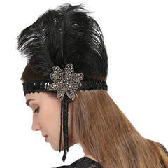 Great Gatsby Feather Flapper Headbands Tassels Beaded