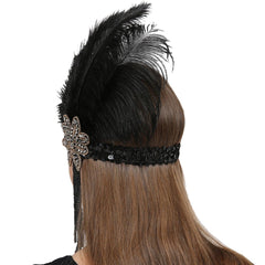 Great Gatsby Feather Flapper Headbands Tassels Beaded