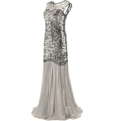 Silver 1920s Long Great Gatsby Dresses Party 20s Inspired Flapper