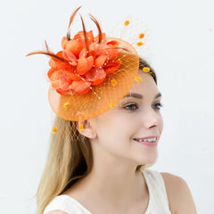 Orange Fascinator Occasion Wedding Hats Tea Party Derby Hat