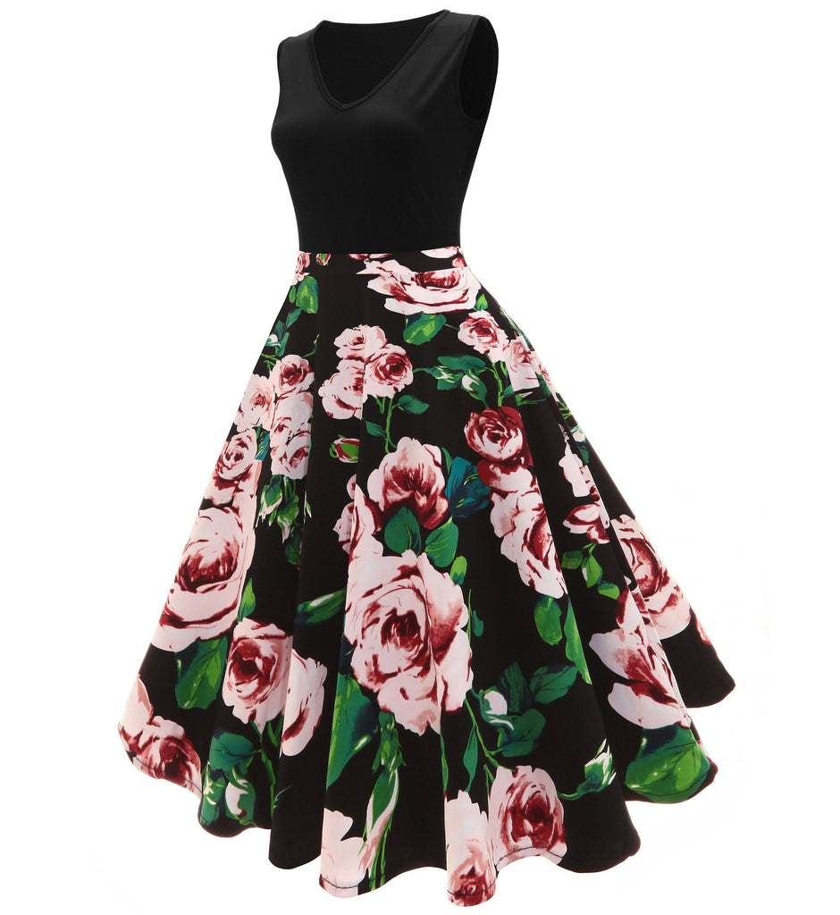 1950s Vintage Retro Ladies Rockabilly Dresses Rose Floral – VINTAGEPOST