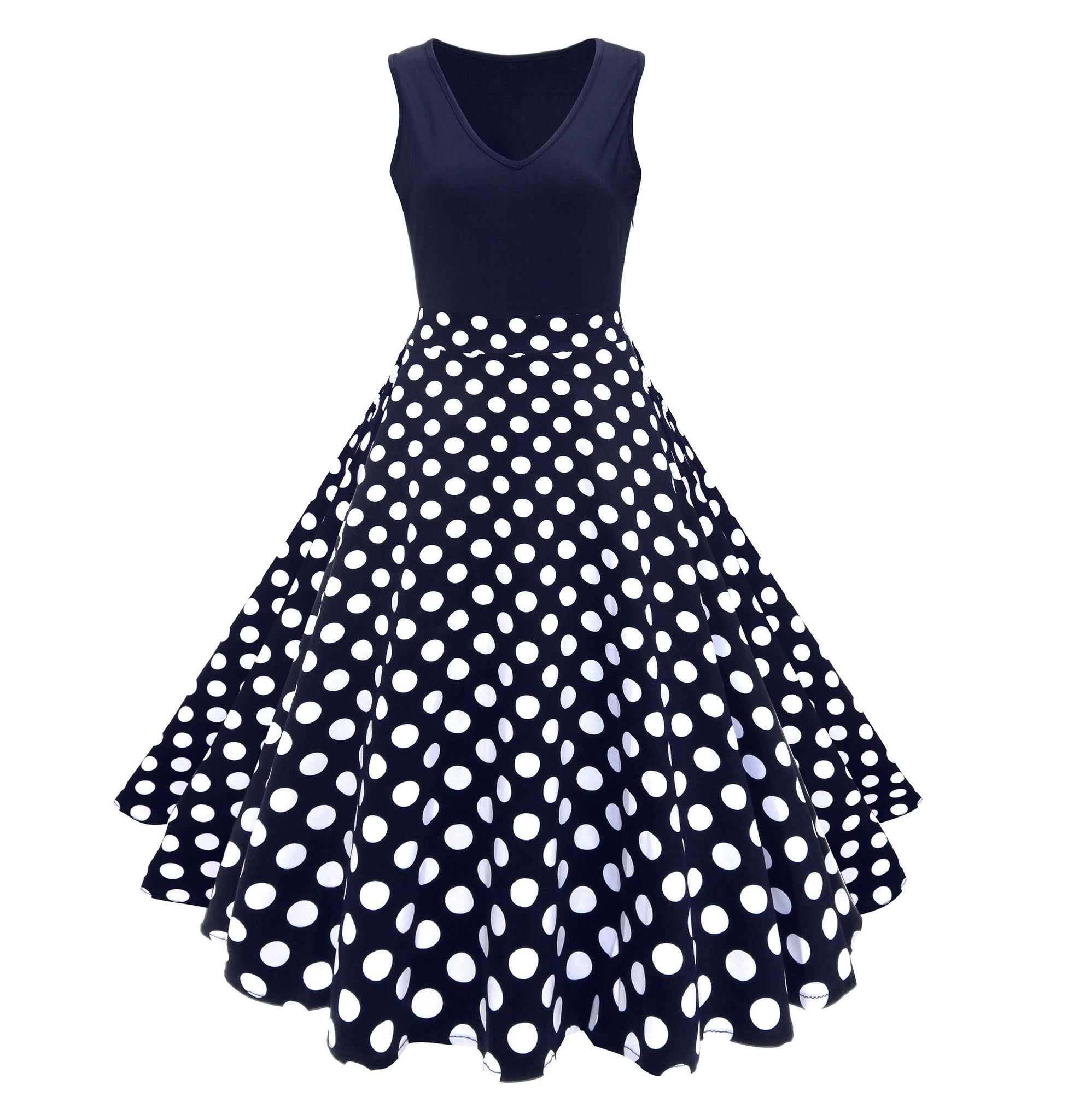 Women's Casual 1950's Vintage Polka Dot Holiday Cocktail Party Dress