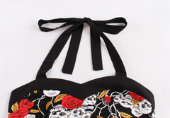 Flroal Skull Vintage Dresses Audrey Hepburn Retro Style 