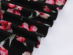 Long Sleeve Knee-Length Retro Floral Print Vintage Dress