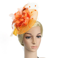 Orange Fascinator Occasion Wedding Hats Tea Party Derby Hat