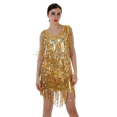 Women's Flapper Dress 1920s Tassel Sequined Party Gold