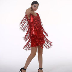 Women's Flapper Dress 1920s Tassel Sequined Party Red