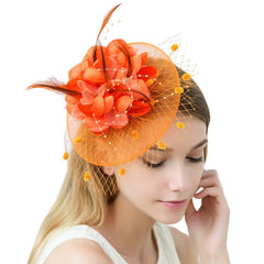 Orange Fascinator Occasion Wedding Hats Tea Party Derby Hat
