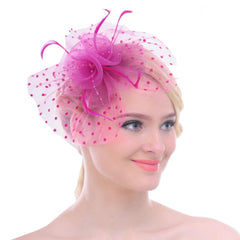 Flower Mesh Bow Feather Wedding Fascinator Dot Veil Hair Clip