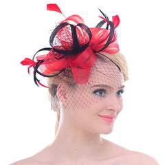 Fascinator Hat Feather Mesh Net Veil Party Hat Flower Derby with Clip