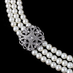 Women's 20s Multilayer Faux Pearls Flapper Long Necklace Earrings Set |JaosWish