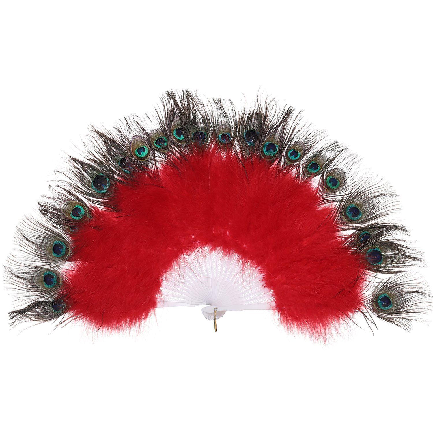 Roaring 20s Peacock Feather Fan Flapper Accessories