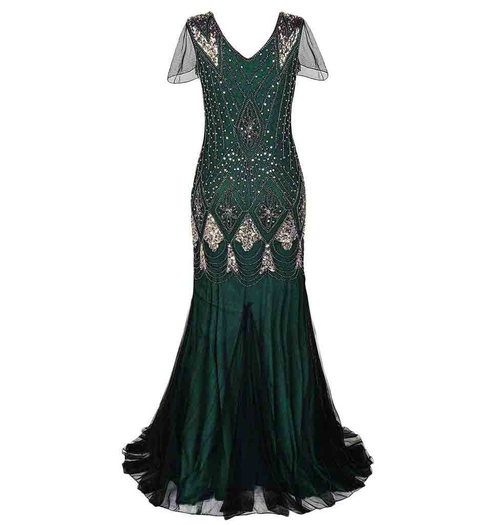 FUNDAISY 1920s Great Gatsby Flapper Dresses 20s Vintage Sequin Mermaid  Evening Gowns w/Accessories Set : Clothing, Shoes & Jewelry - Amazon.com