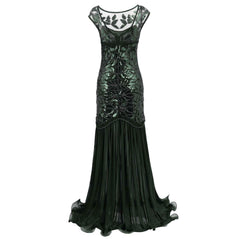 1920s Style Long Flapper Dresses Great Gatsby Mocha Wedding Reception Dress
