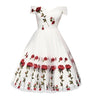 Unique White Rose Embroidery Off Shoulder 1950s Plus Size Dresses Vintage Wedding Dress