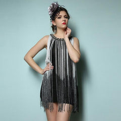 Women's Chain Neck Long Fringe Tassel Dress 1920s Fashion